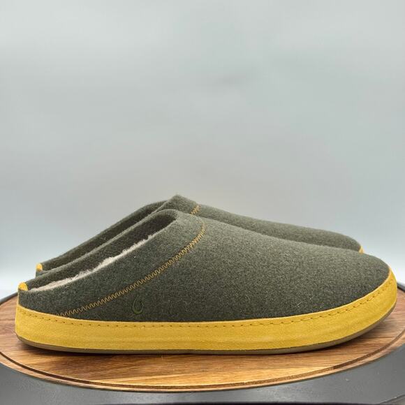 OLUKAI Hamani Hulu Sheepskin Shearling Lined Mens Felt Mule Slippers Size 11 NEW